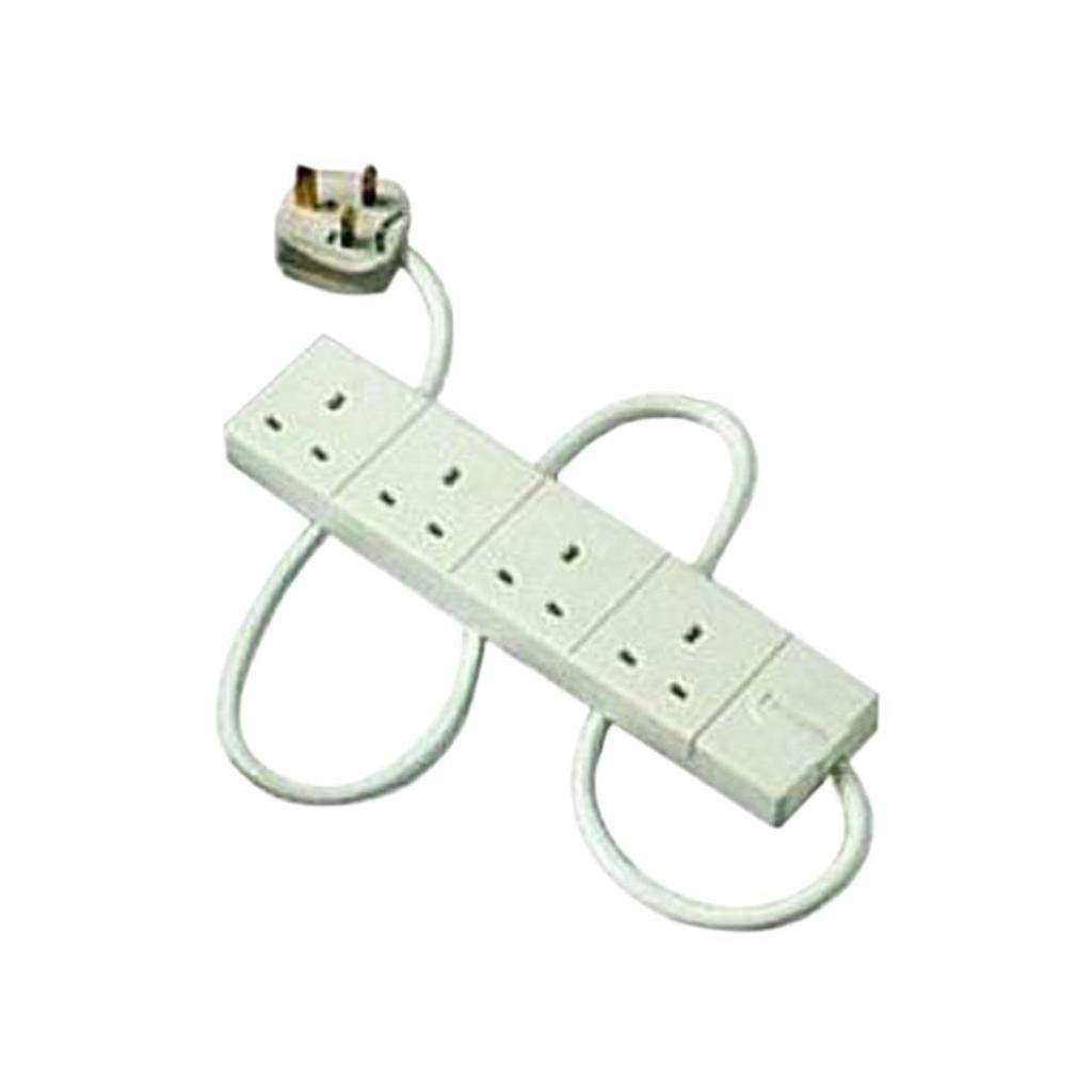 13A 4 Gang Extension Socket + 2m Lead (1.0mm 3 Core white flex) & Neon