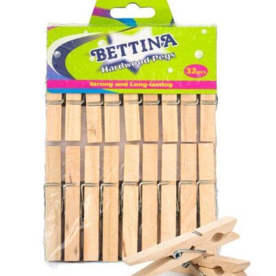 BETTINA 32 pc Hardwood Clothes Pegs