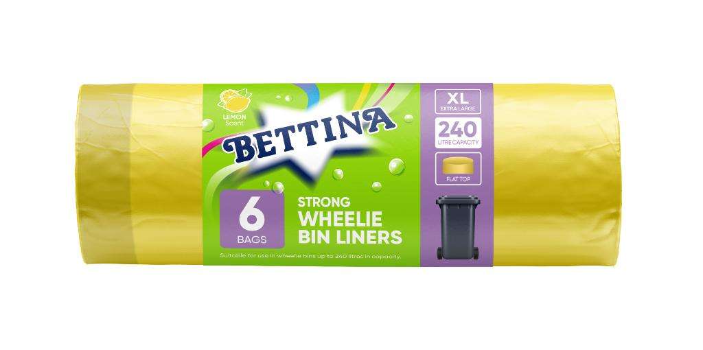 BETTINA 6pc Strong Wheelie Bin Liners 240 litre capacity
