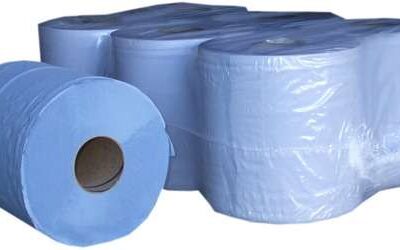 BLUE ROLL - Paper Towel Wiping Roll 2-Ply 175mm x 120m (Pack 6), BLUE (QUIKWIPE Brand), Embossed