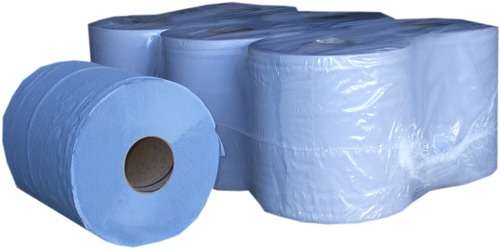 BLUE ROLL - Paper Towel Wiping Roll 2-Ply 175mm x 120m (Pack 6), BLUE (QUIKWIPE Brand), Embossed