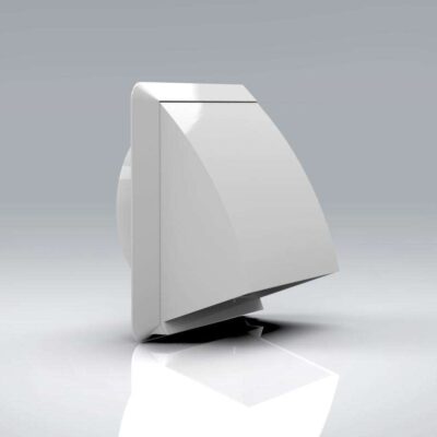 White Outlet Cowled Damper - Fits round connection 100mm