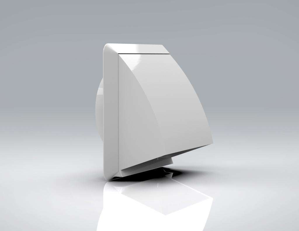 White Outlet Cowled Damper - Fits round connection 100mm