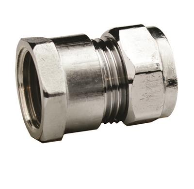 CHROME 15mm x 1/2" STRAIGHT CONNECTOR FEMALE IRON