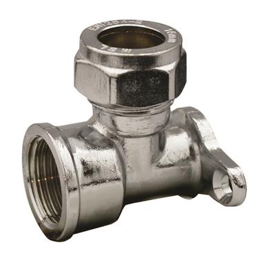 CHROME 15mm x 1/2" WALL PLATE ELBOW