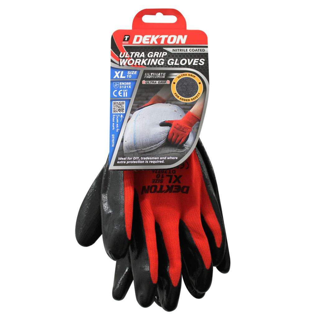 DEKTON ULTRA GRIP NITRILE COATED WORKING GLOVES, SIZE - 10/XL , DT70774