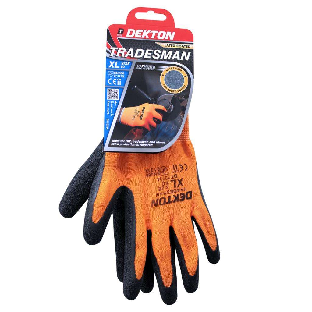 DEKTON TRADESMAN LATEX COATED WORKING GLOVES, SIZE - 10/XL , DT70794