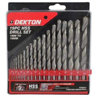 HSS SET 1MM TO 10MM 19PC, DT80222