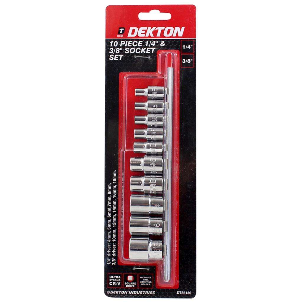 DEKTON 10PC 1/4'' & 3/8'' START SOCKET SET, DT85130