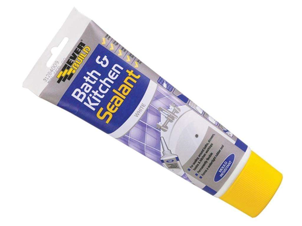 EVERBUILD BATH & KITCHEN SEALANT, WHITE, C2, EASI-SQUEEZE TUBE, 200ML