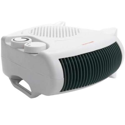 2KW DUAL POSITION FAN HEATER WITH THERMOSTAT (2 HEAT SETTINGS), WHITE, PORTABLE
