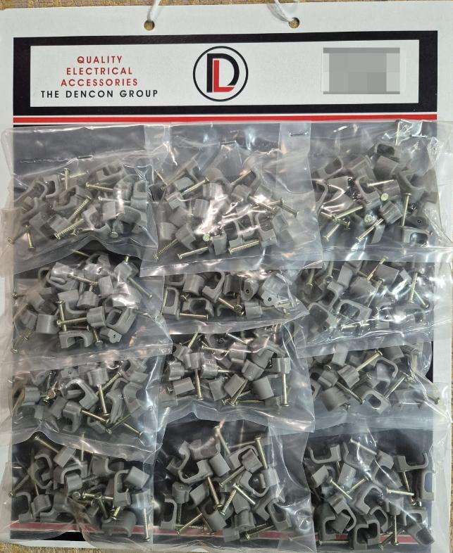 2.5mm T/E Clips (100) GREY, 12 BAGS PER CARD, PRICE IS PER CARD