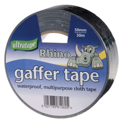 WATERPROOF CLOTH Gaffer / Duct Tape BLACK 50mm WIDE x 50m LONG