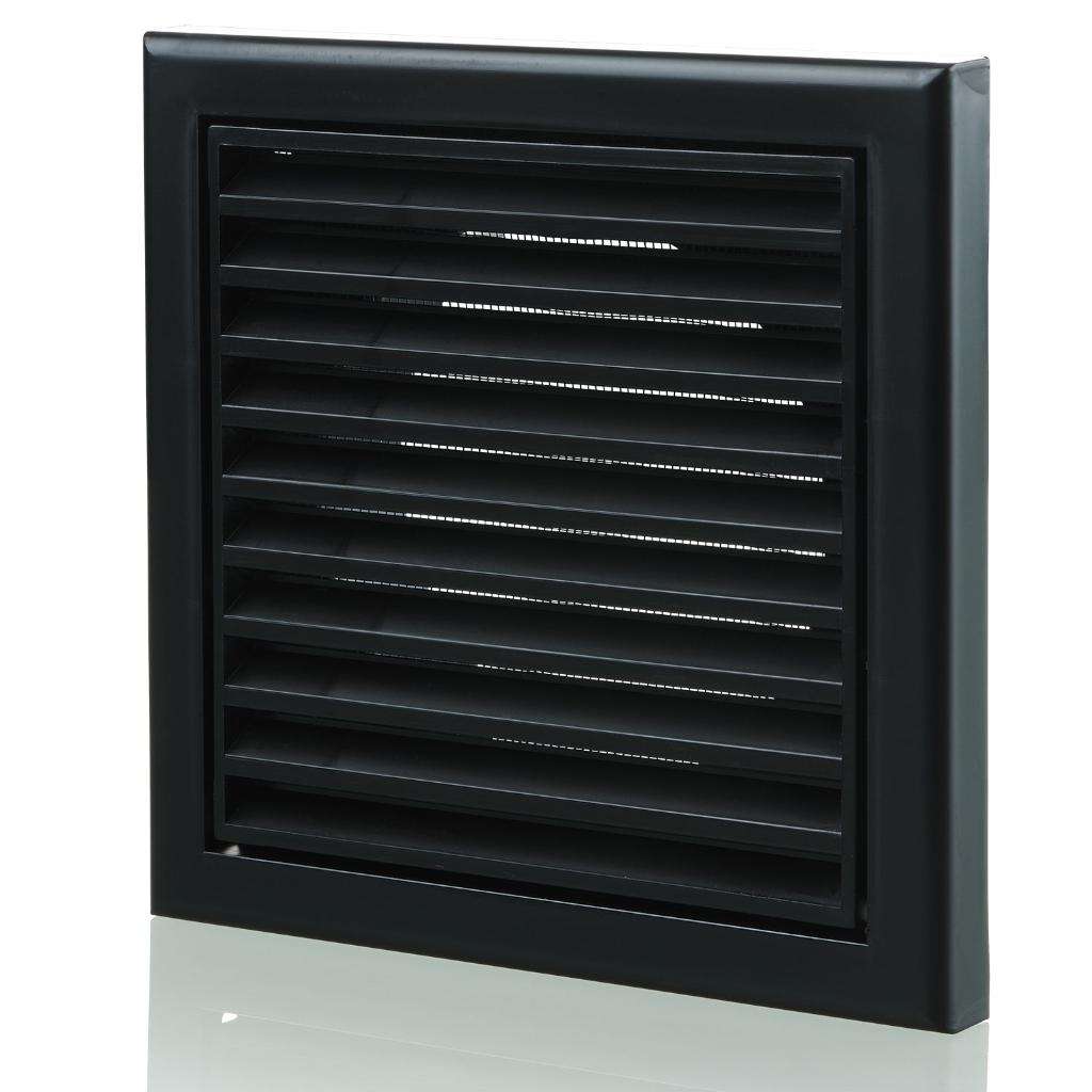 4" Fixed Grilles With Flyscreen Black, GFS425BK