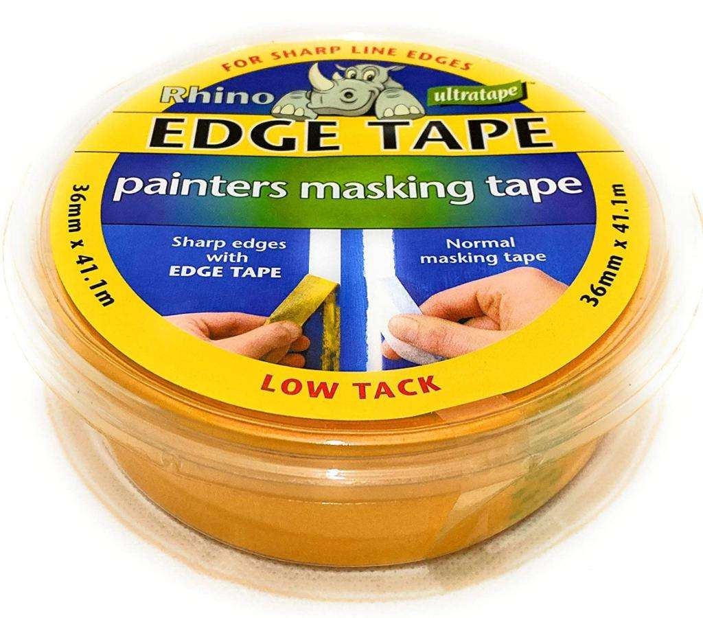 36MM X 41.1M EDGE MASKING TAPE, YELLOW - RHINO