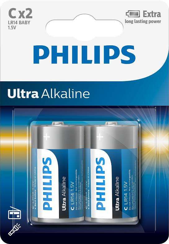 Philips Ultra Alkaline Battery C Type (2 in a pack)