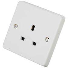 Slimline White 1G 13A Unswitched Socket