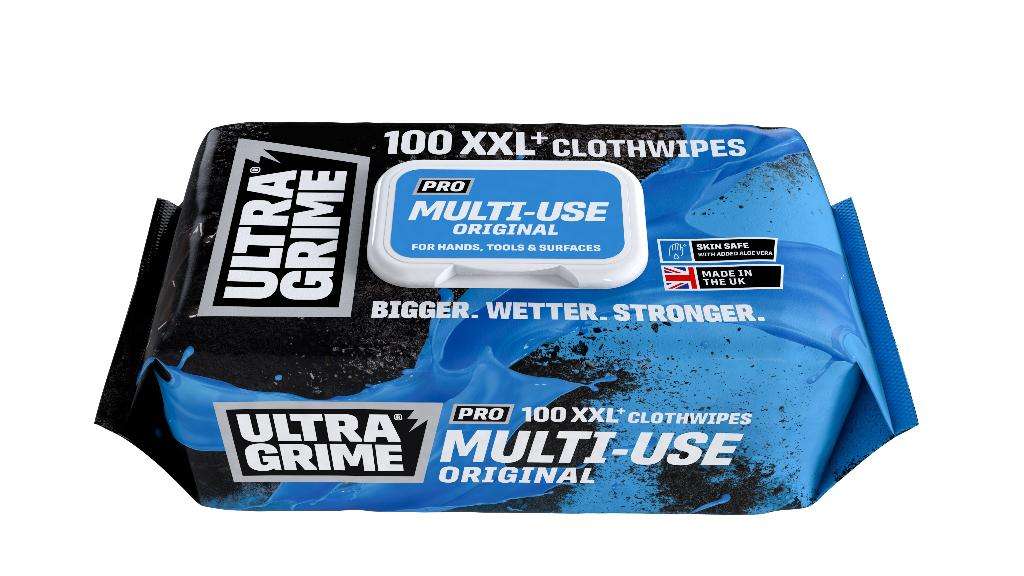 ULTRAGRIME MULTI USE (PRO RANGE),  "THE ORIGINAL", 100 XXL+ WIPES IN BLUE POUCH