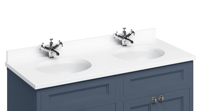 Burlington Minerva White with Double Vanity Bowl 1296 x 548 x 25mm