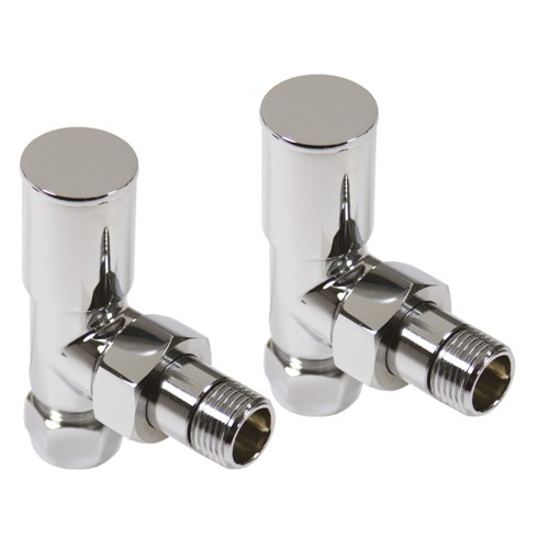 XAV640 - Round Angled Radiator Valves - Pair - Chrome