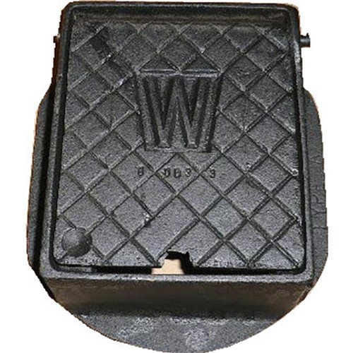 317269 - D110 - Cast Iron Stopcock Box with Hinged Lid - 4.5" x 4.5"