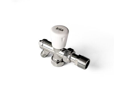 MRV15DO - Angled Manual Rad. Valve w/ Drain Off - White - 15mm x 1/2"