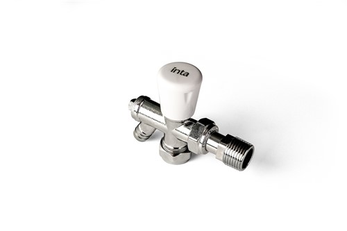 MRV15DO - Angled Manual Rad. Valve w/ Drain Off - White - 15mm x 1/2"