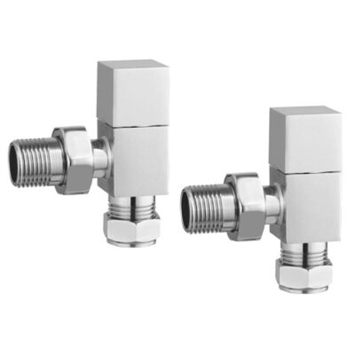 XAV650 - Square Angled Radiator Valves - Pair - Chrome